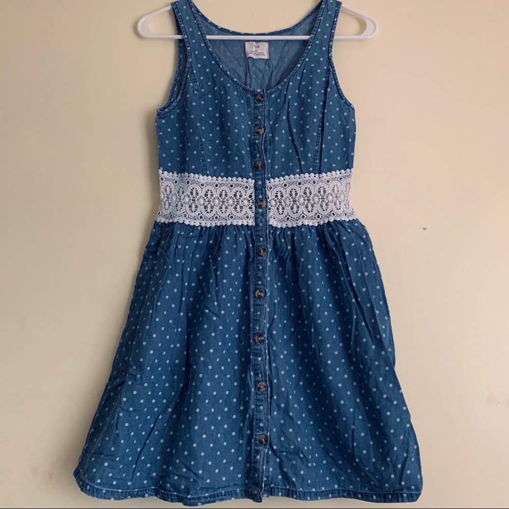 Pins & Needles Dot Lace Denim Dress